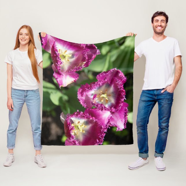 Cute purple  tulips  in the garden fleece blanket (In Situ)