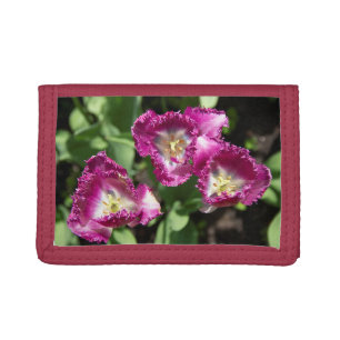 Cute purple tulips in the garden tri-fold wallet