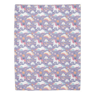 Cute Purple Unicorn Duvet Cover