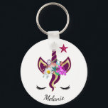 Cute Purple Unicorn Horn Personalised Keychain<br><div class="desc">Cute personalised keychain for a girl who loves unicorns.</div>