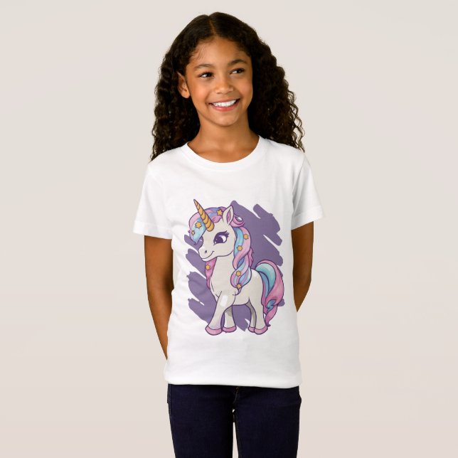 Cute Purple Unicorn T-Shirt (Front Full)