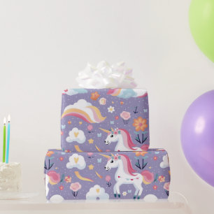 Cute Purple Unicorn Wrapping Paper