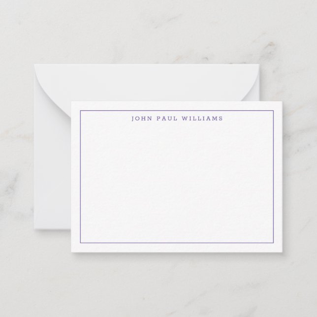 Cute Purple Violet Professional Simple Thin Border Note Card (Front)