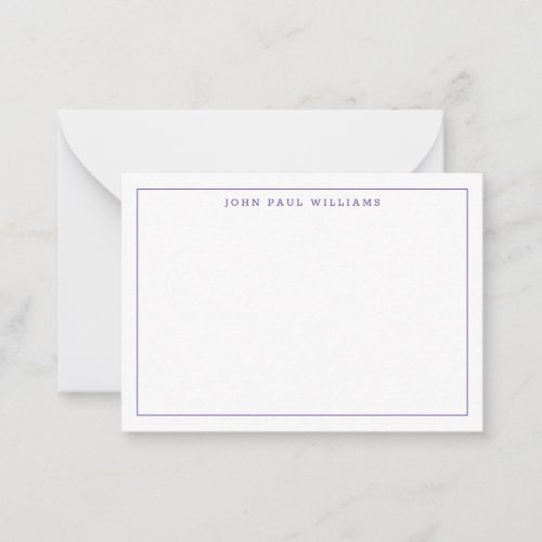 Cute Purple Violet Professional Simple Thin Border Note Card