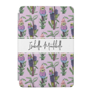 Cute Purple Watercolor African Bird Pattern iPad Mini Cover