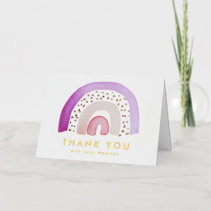 Cute Purple Watercolor Rainbow Thank You Foil Greeting Card