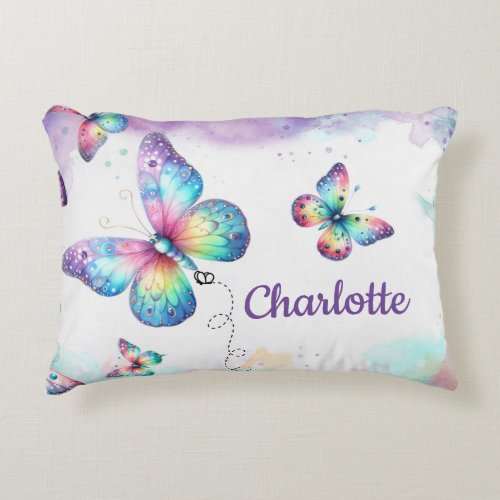 Cute Purple Whimsical Butterfly Kids Pillow 