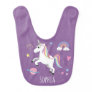 Cute Purple Whimsical Magical Unicorn Princess Baby Bib