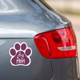 Cute Purple & White Dog Mom Pawprint Car Magnet