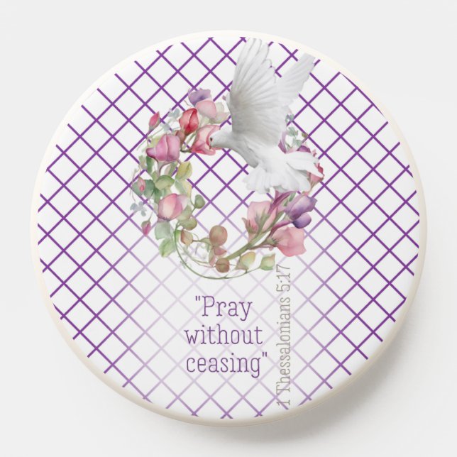 Cute Purple White Line Matrix Sweet Pea Scripture PopSocket (Popsocket)