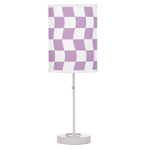 Cute Purple White Wavy Checkerboard Pattern Table Lamp