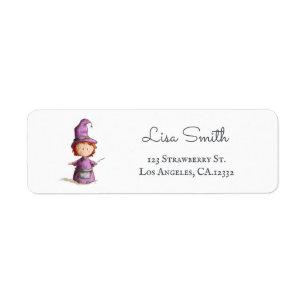 Cute Purple Witch Return Address Label