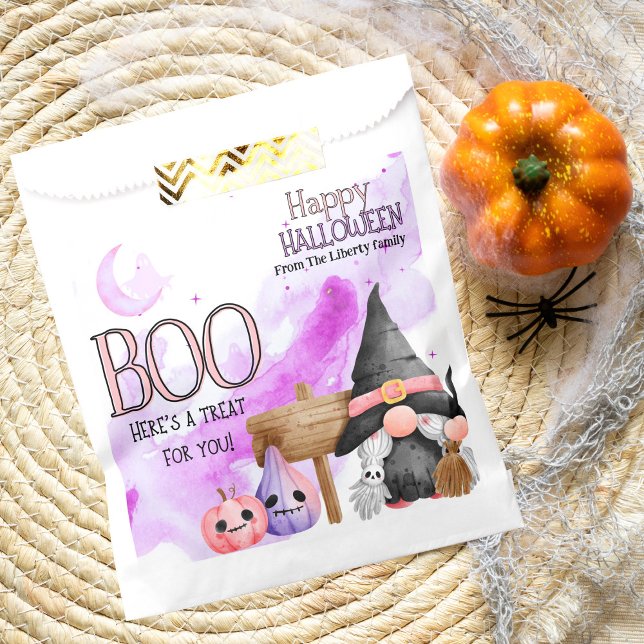Cute purple witchy gnome halloween trick or treat favor bag (Creator Uploaded)