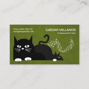 Cute Purring Cats Green Lawn Pet Sitter Business Card