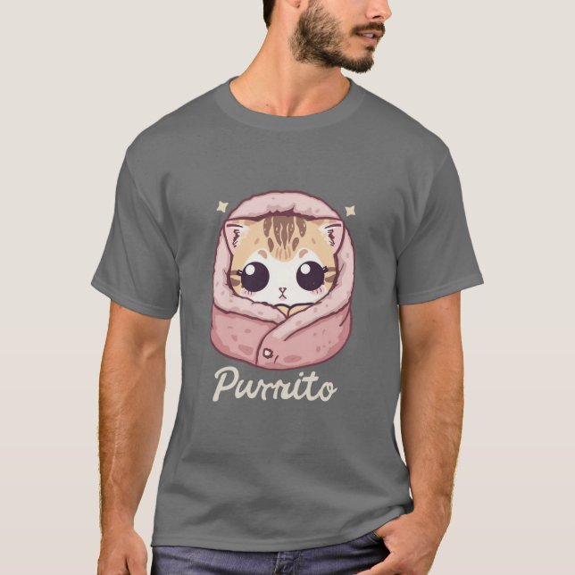 Cute Purrito Cat – Adorable Kitty Pun T-Shirt (Front)
