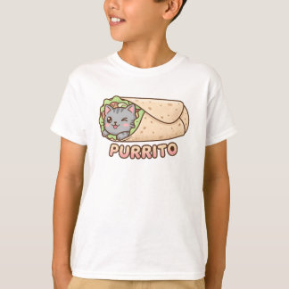 Cute Purrito Cat Burrito Funny Pun Kawaii Kids T-S T-Shirt