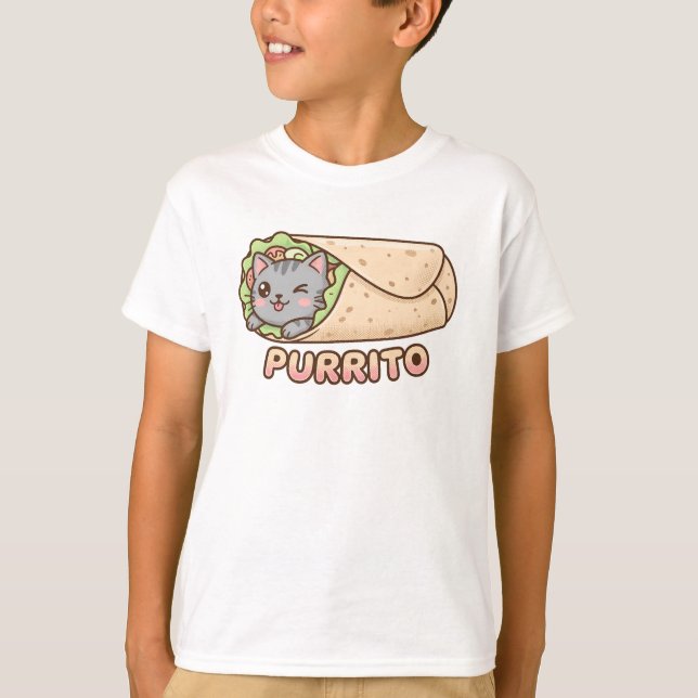 Cute Purrito Cat Burrito Funny Pun Kawaii Kids T-S T-Shirt (Front)