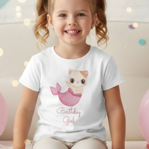 Cute Purrmaid cat mermaid birthday girl toddler T-shirt