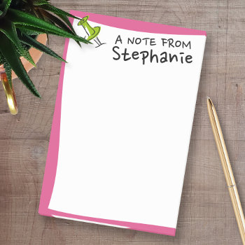 Cute Push Pin Custom Name Hot Pink And Green Post-it Notes by MarshBaby at Zazzle