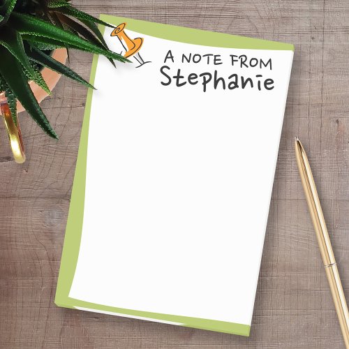 Cute Push Pin Custom Name Lime Green and Orange Post_it Notes