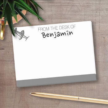 Cute Push Pin From The Desk Of Custom Name Post-it Notes by MarshBaby at Zazzle