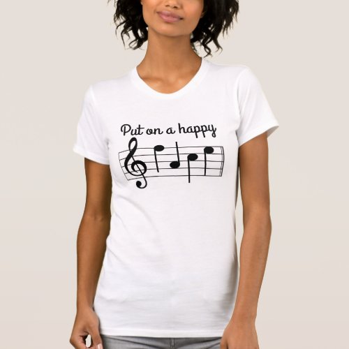 Cute Put on a Happy Face Music Notes T_Shirt