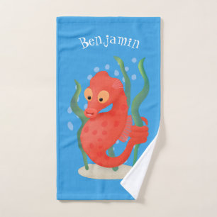Cute pygmy seahorse cartoon bath towel set