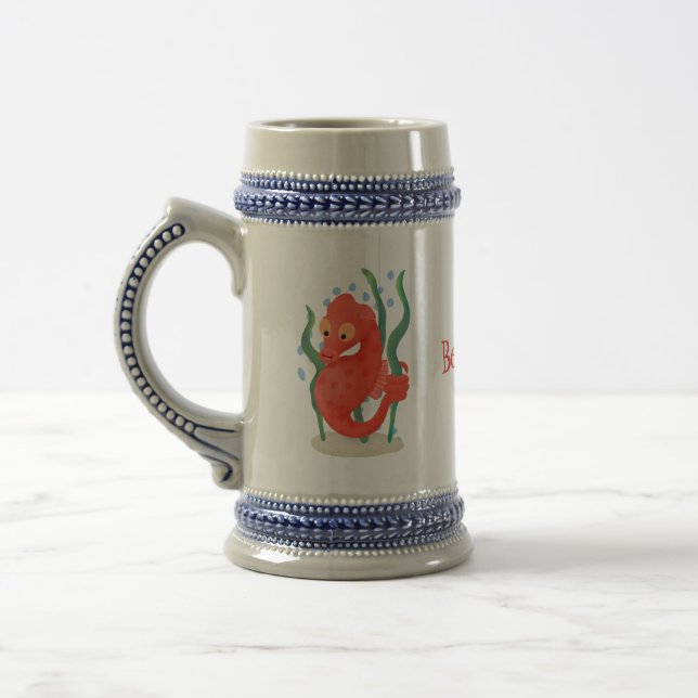 Cute pygmy seahorse cartoon beer stein (Left)