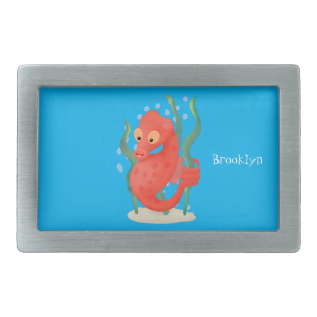 Cute pygmy seahorse cartoon belt buckle (Front)