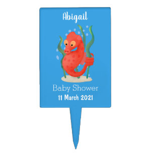 Cute pygmy seahorse cartoon cake topper