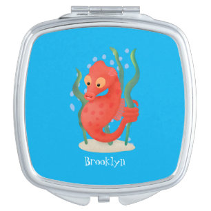 Cute pygmy seahorse cartoon compact mirror