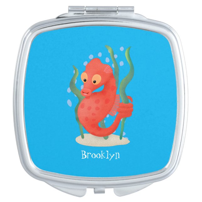 Cute pygmy seahorse cartoon compact mirror (Front)