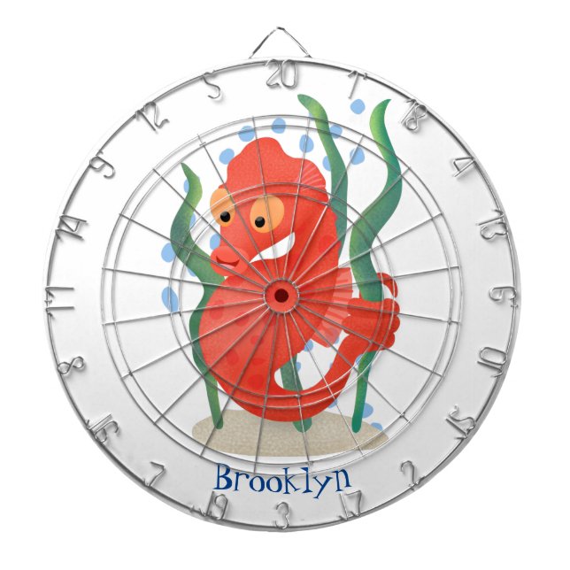 Cute pygmy seahorse cartoon dart board (Front)