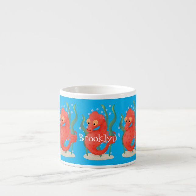 Cute pygmy seahorse cartoon espresso cup (Front)