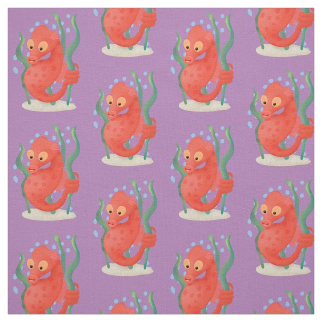 Cute pygmy seahorse cartoon fabric (Swatch)