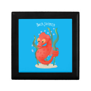 Cute pygmy seahorse cartoon gift box