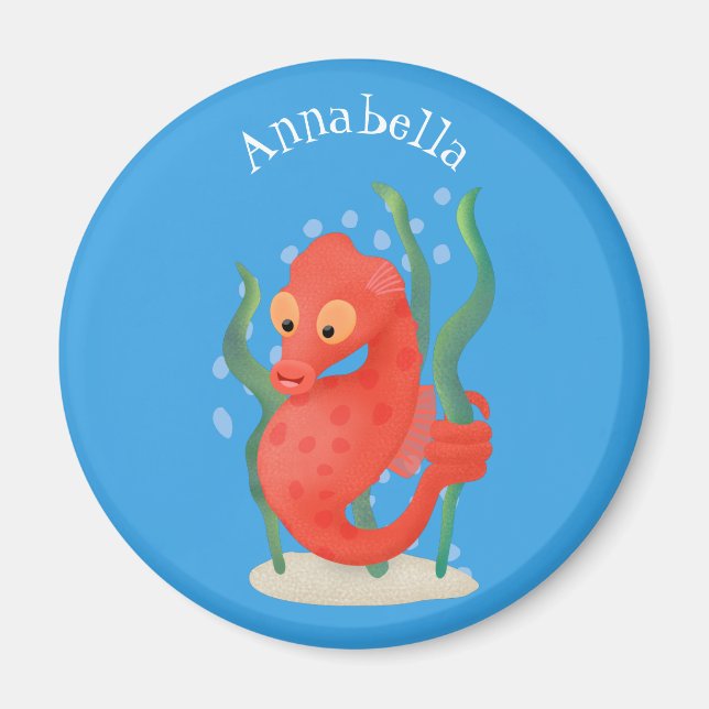 Cute pygmy seahorse cartoon magnet (Front)