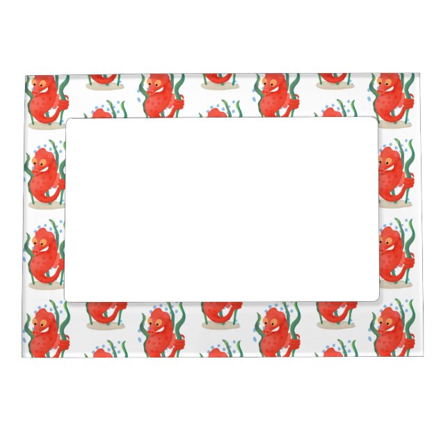 Cute pygmy seahorse cartoon magnetic frame (Front)