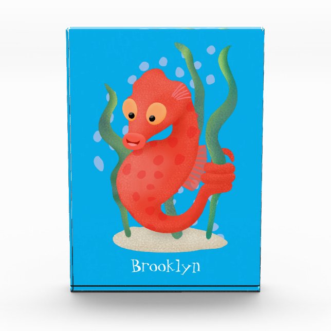 Cute pygmy seahorse cartoon photo block (Front)