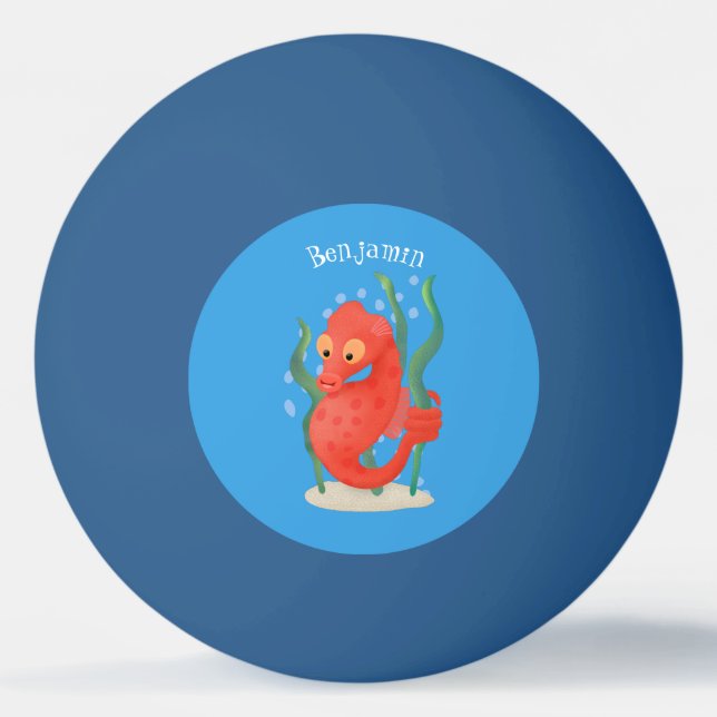 Cute pygmy seahorse cartoon ping pong ball (Front)