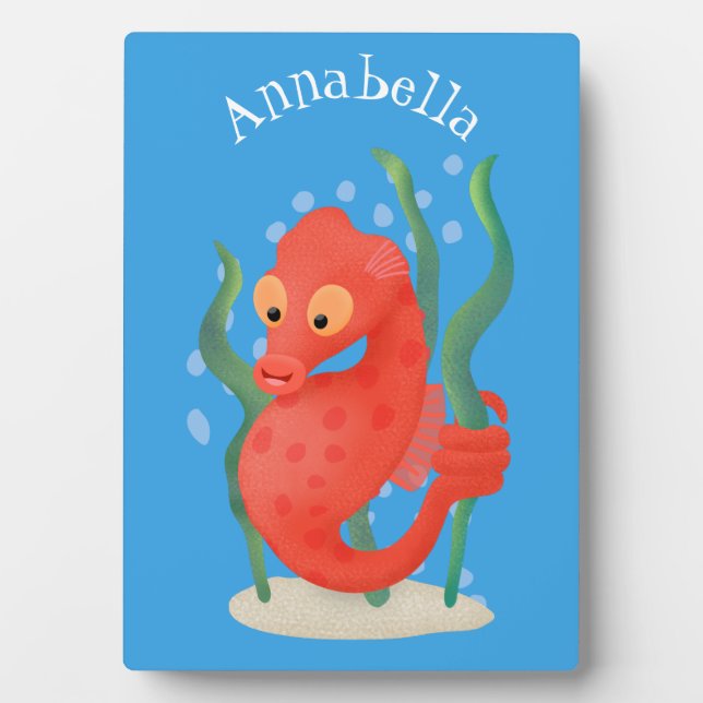 Cute pygmy seahorse cartoon plaque (Front)