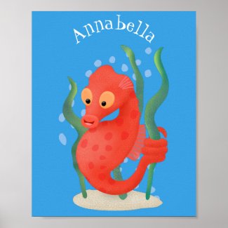 Cute pygmy seahorse cartoon