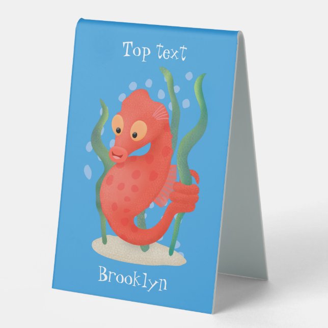 Cute pygmy seahorse cartoon table tent (Front)