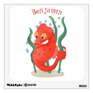 Cute pygmy seahorse cartoon  wall decal