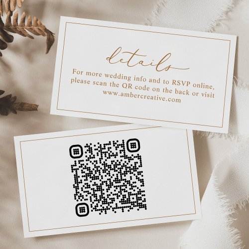 Cute QR Code Wedding Website Details Cards