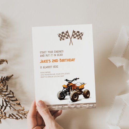 Cute Quad Bike Any Age Birthday Invitation 