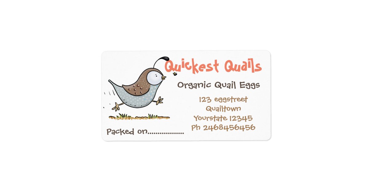 Cute quail eggs cartoon illustration egg carton label | Zazzle
