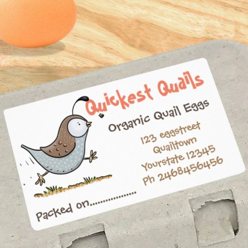 Cute quail eggs cartoon illustration egg carton label
