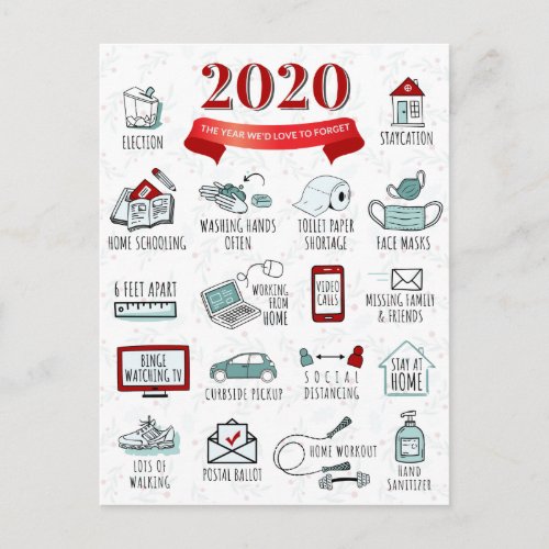 Cute Quarantine 2020 Activities Commemorative List Holiday Postcard