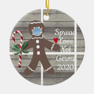 Cute Quarantine Gingerbread Man Christmas 2020 Ceramic Ornament